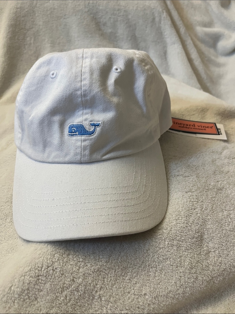 Vineyard Vines White Baseball Cap with Blue Whale Logo